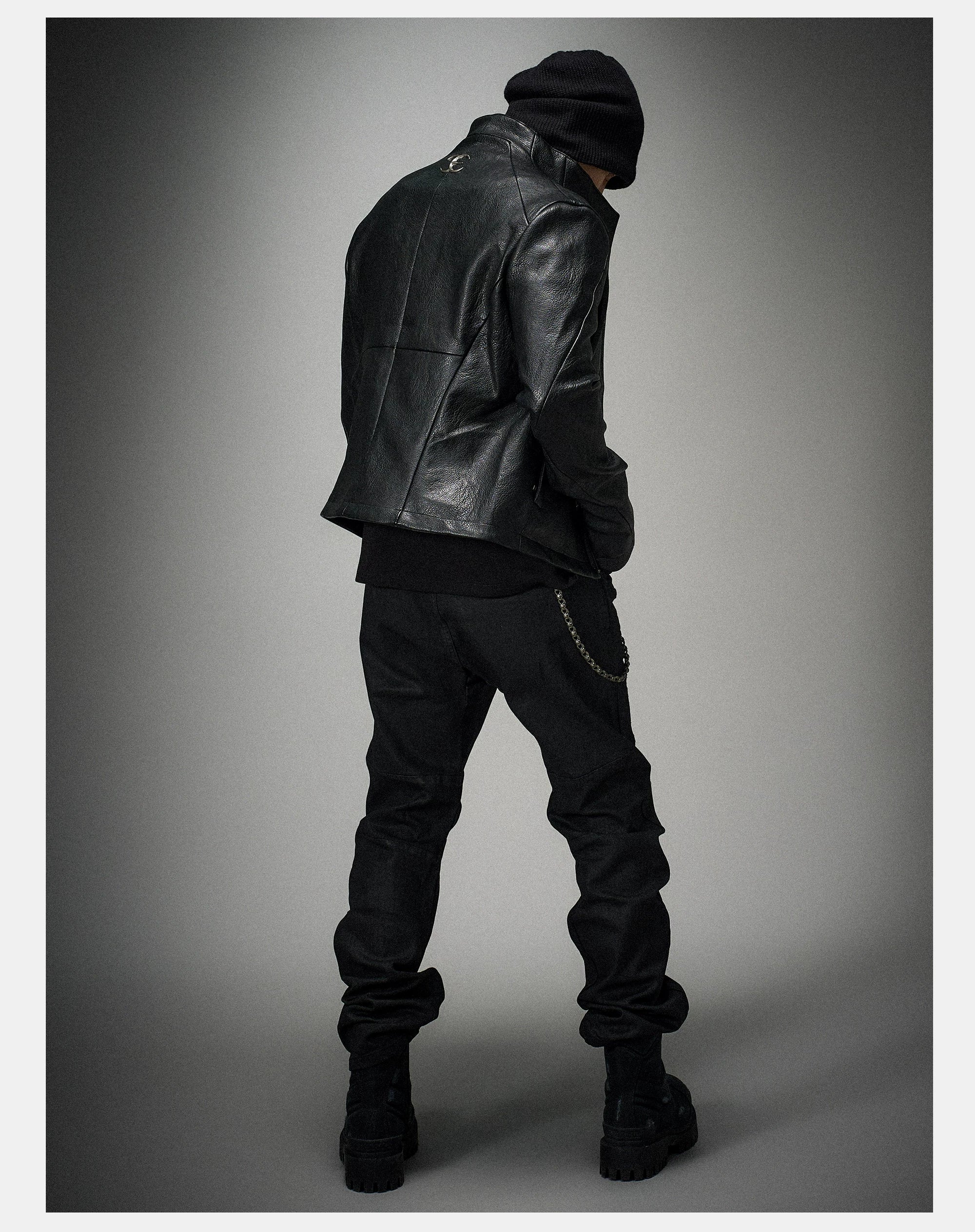 Asymmetric Wild Cowhide Leather Jacket