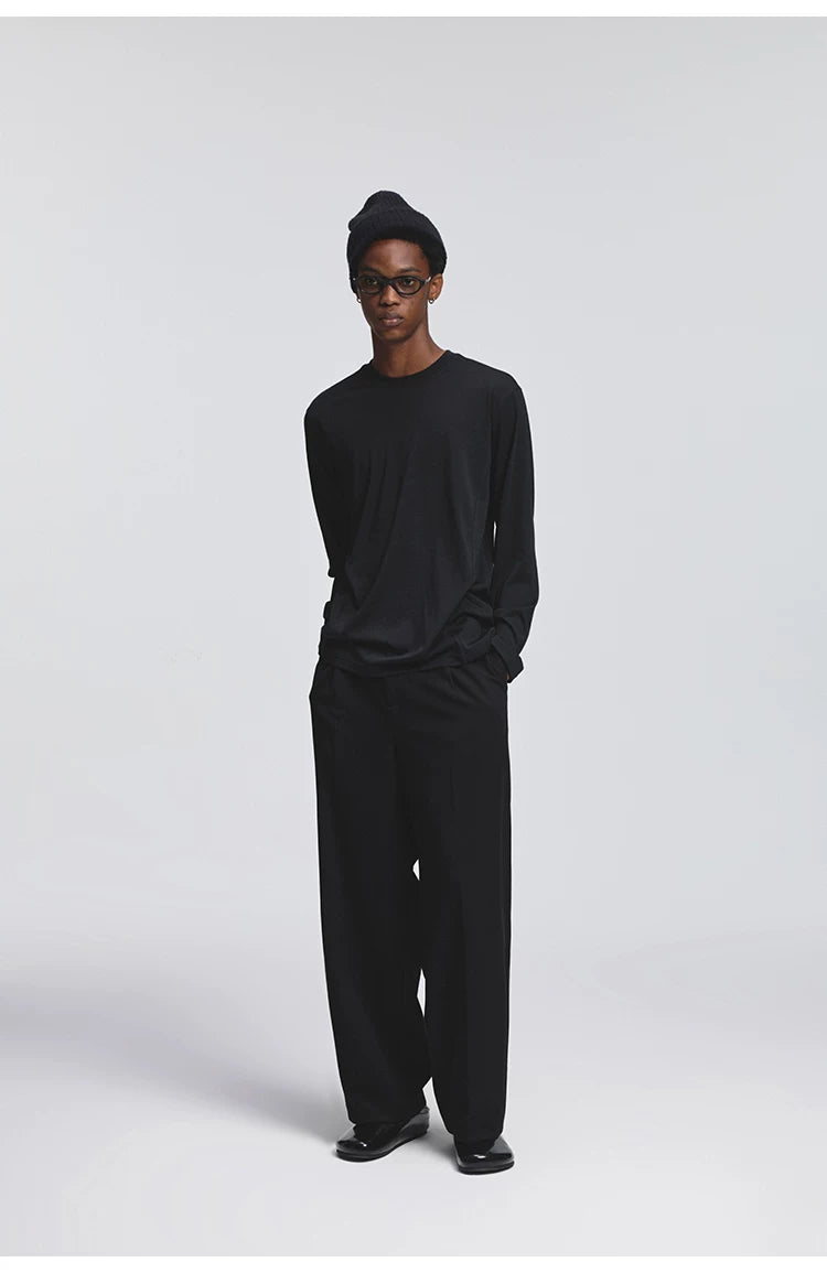 Pleated Elastic Waist Brushed Twill Slacks