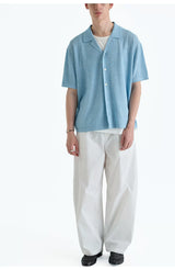 Collared Linen Blend Knit Cardigan