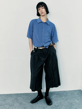 Loose Striped Knit Short-Sleeve Shirts