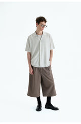 Collared Linen Blend Knit Cardigan