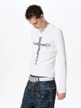 Men's Cross Print Long Sleeve T-Shirt