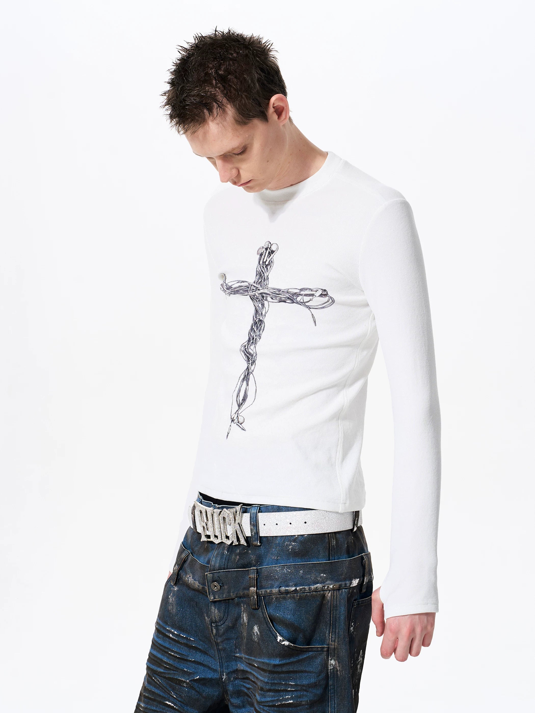 Men's Cross Print Long Sleeve T-Shirt
