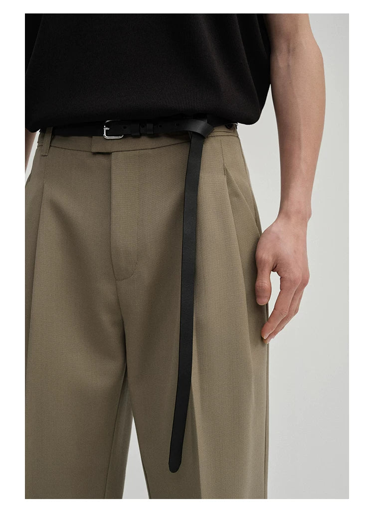 Waist-Adjustable Striped Flared Merino Wool Pants
