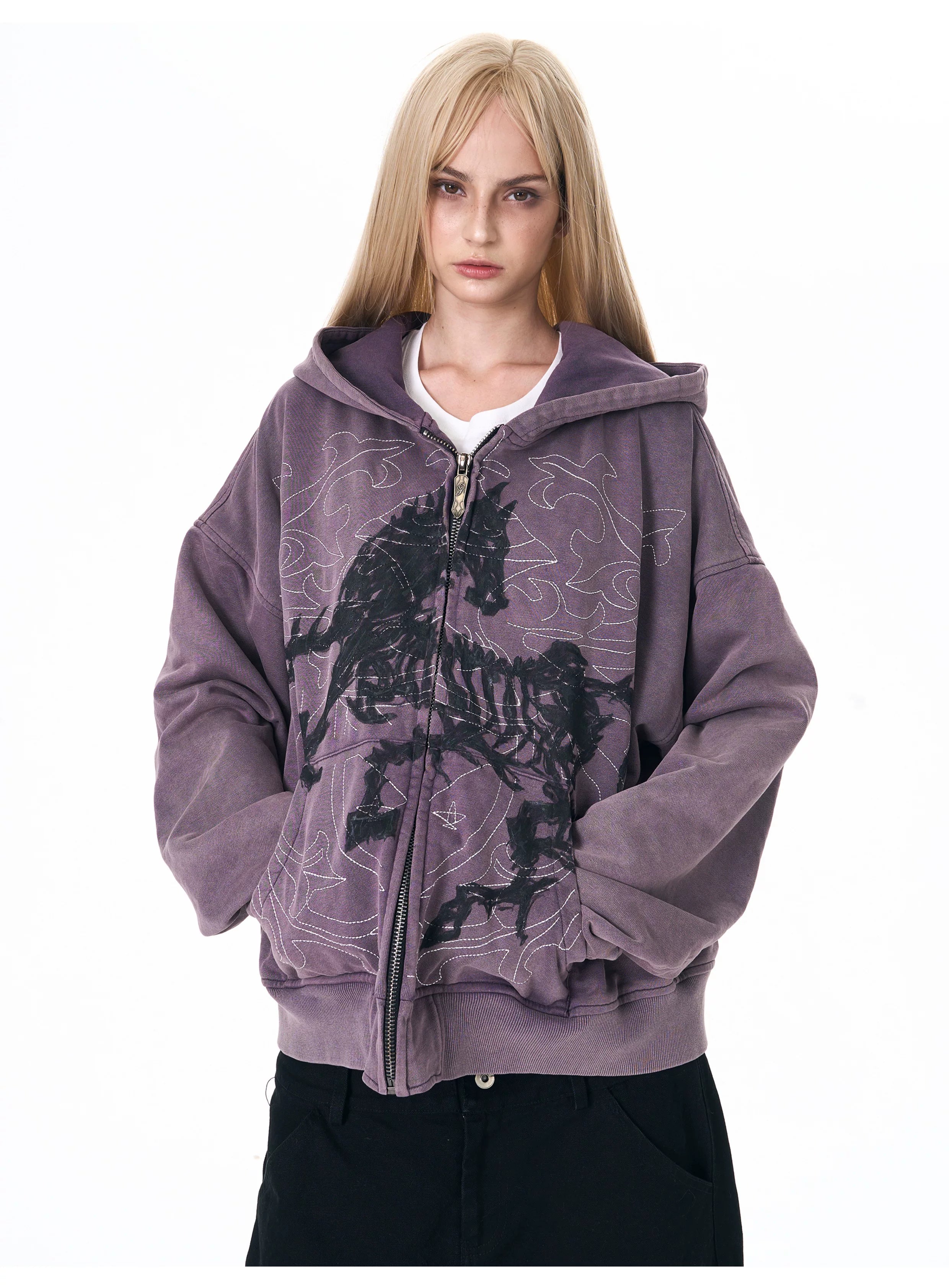 Men's Embroidered Horse Washed Hoodie