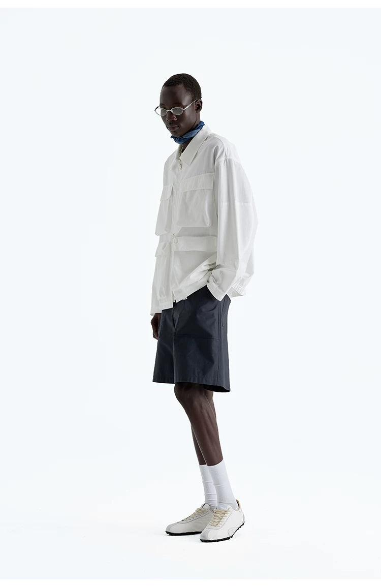 Heavy Vintage Textured Cotton Cargo Shorts