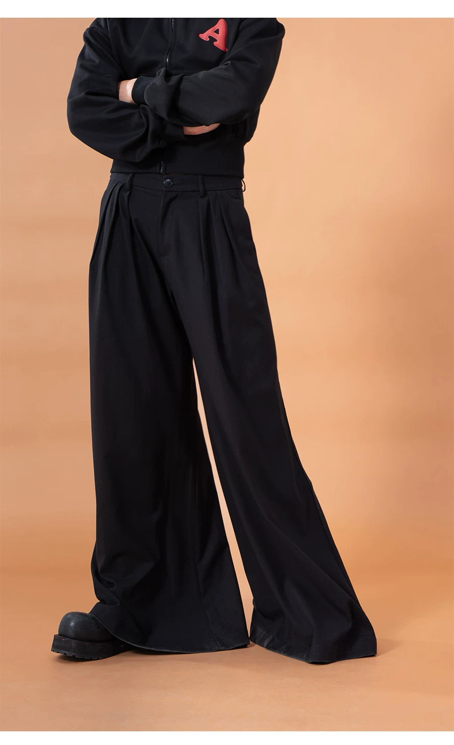 Men's Black Wide Leg Casual Pants