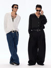 Satin V-Neck Acetate Long-Sleeve Shirt