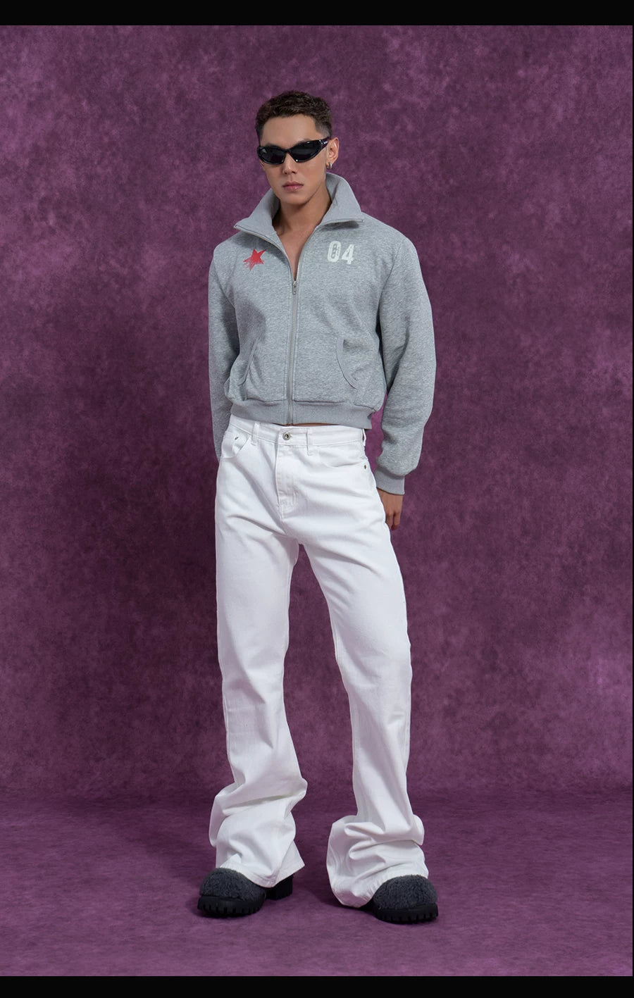 Men's Slim-fit Full-length Two-tone Flared Jeans
