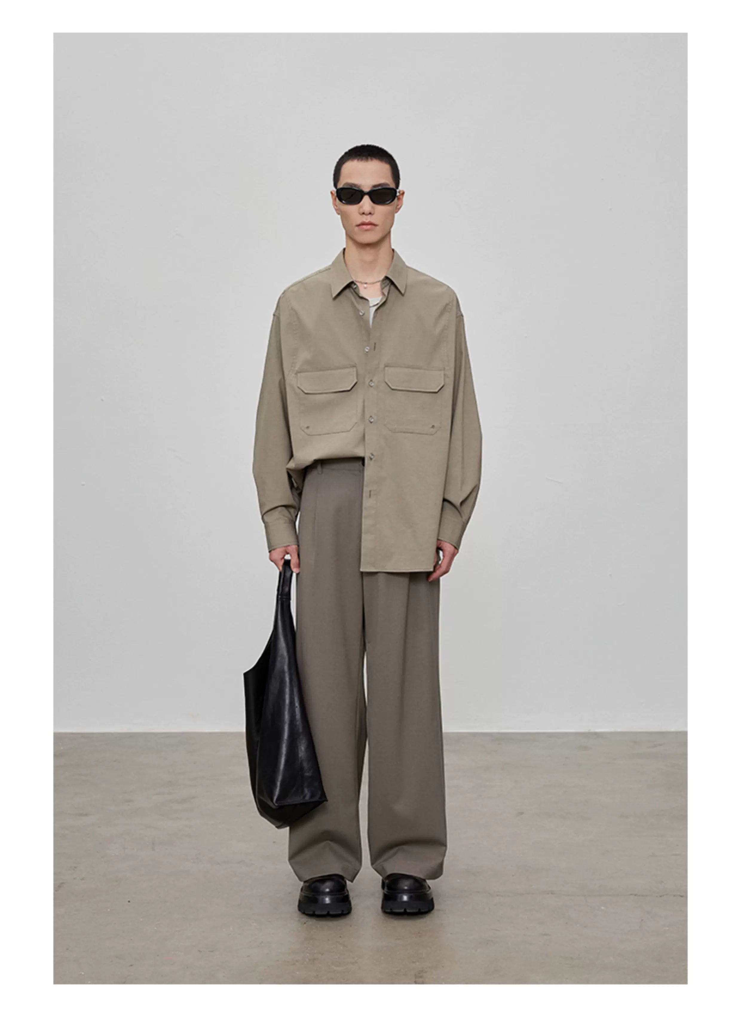 Adjustable Waist Wool Blend Dress Pants