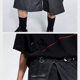Special Waistband Tailored Washed Denim Shorts