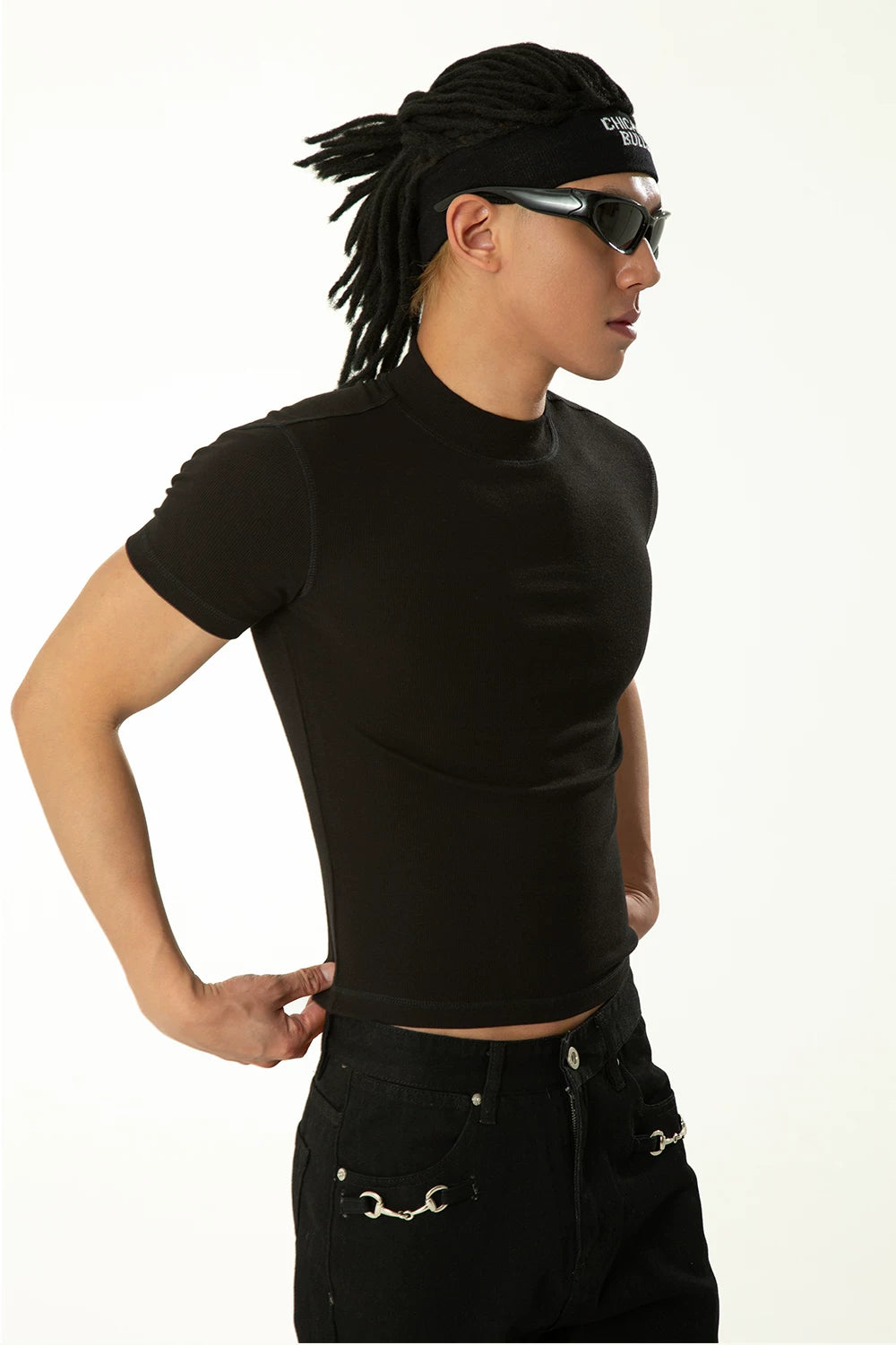Men's Black Slim Short-sleeved Knit Tees