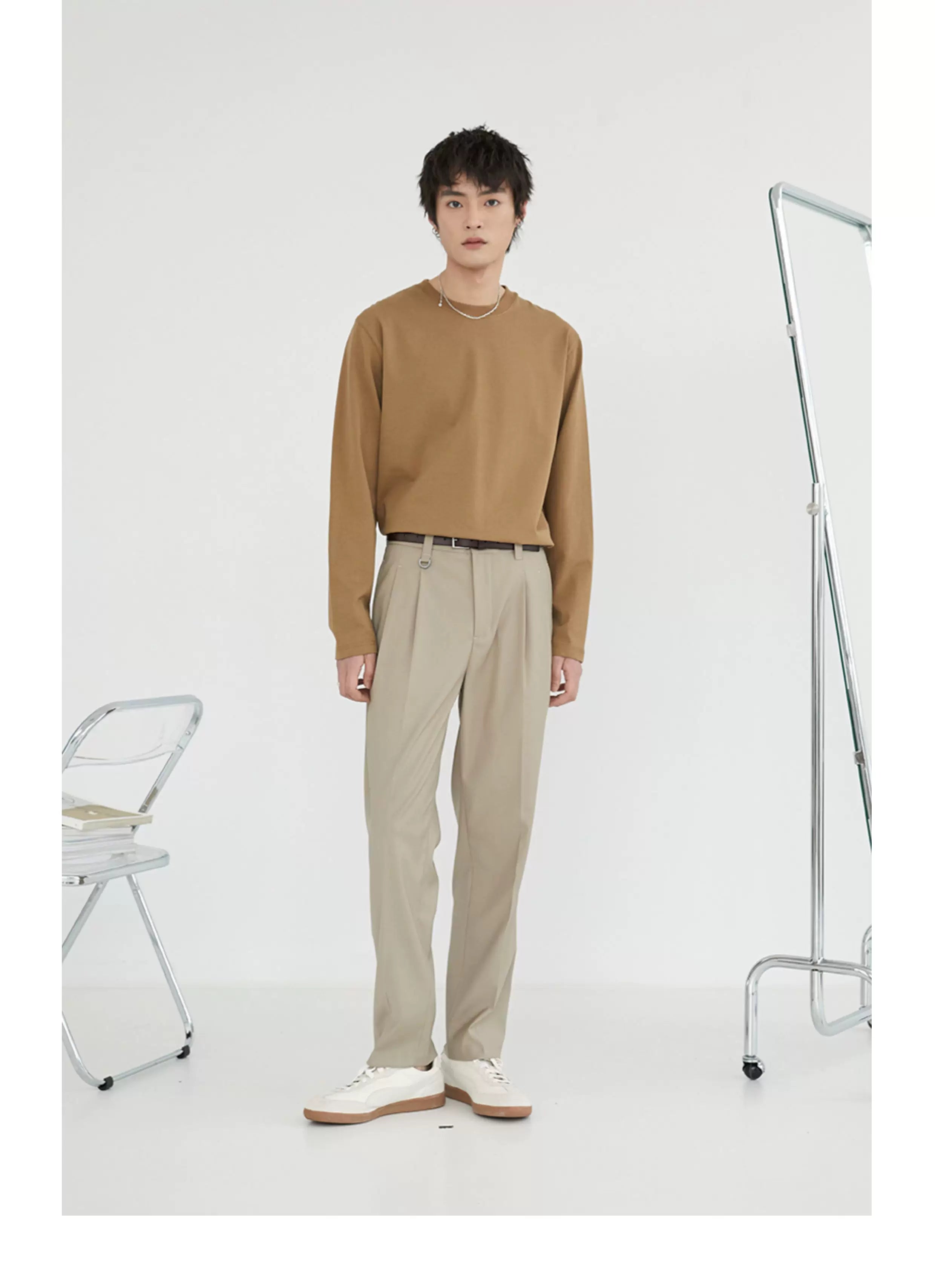 Double Pleated Wide Cropped Suit Pants
