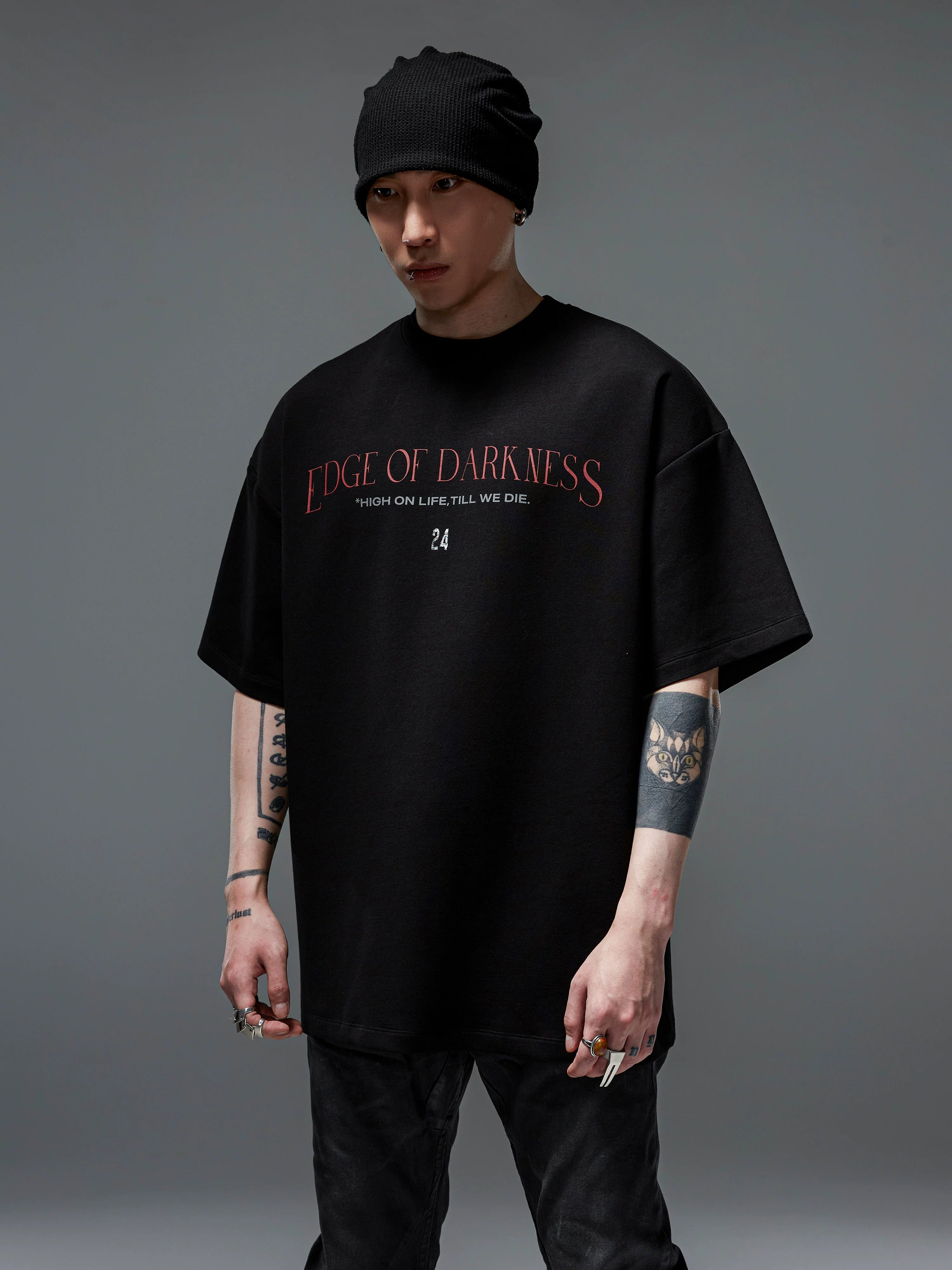 Men's Solid Loose Heavy Cotton Tees
