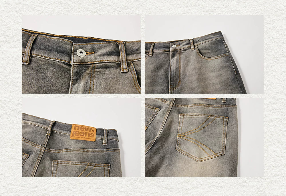 Mud-Dyed Distressed Bootcut Jeans
