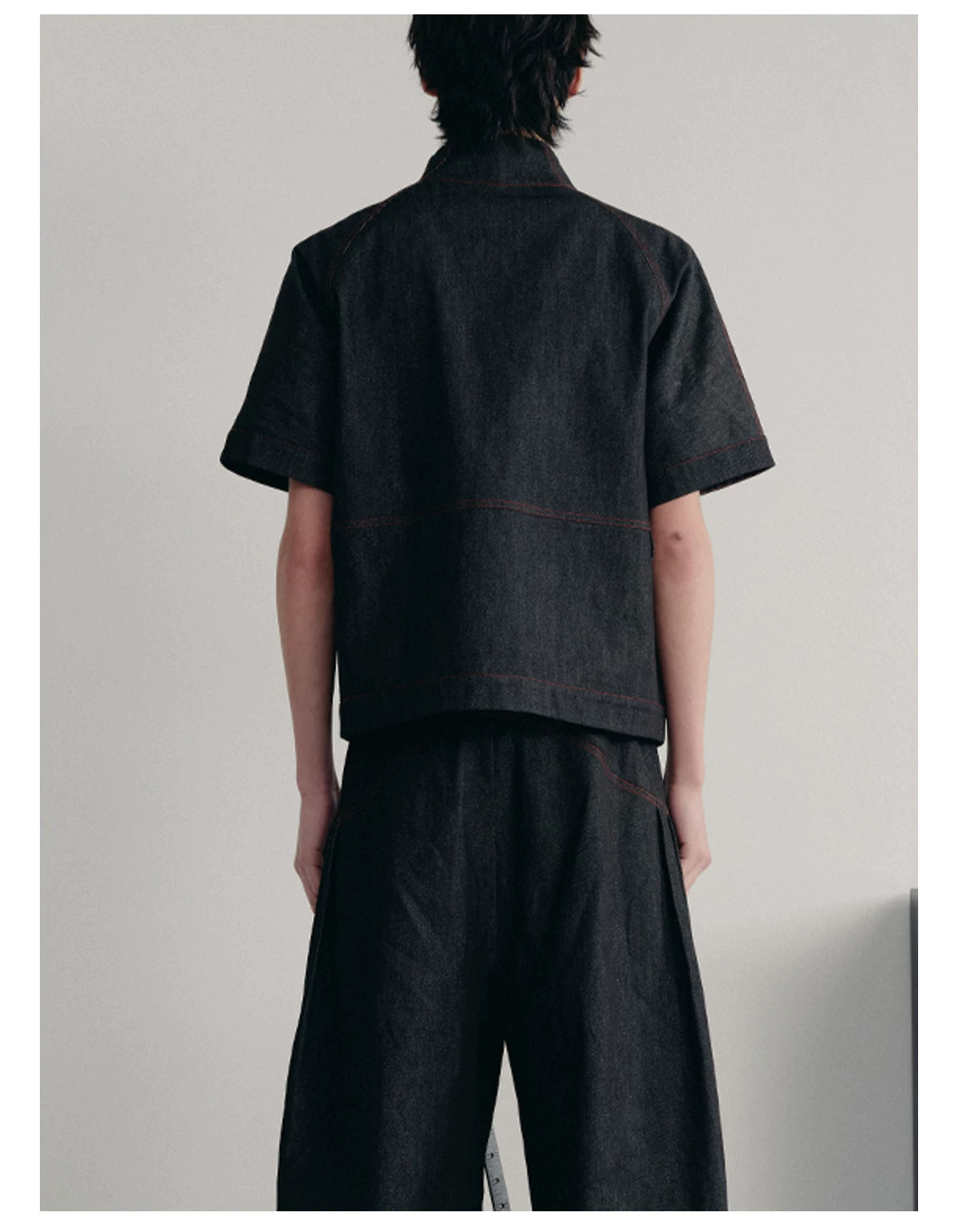 Stand Collar Denim Shirts With Pockets