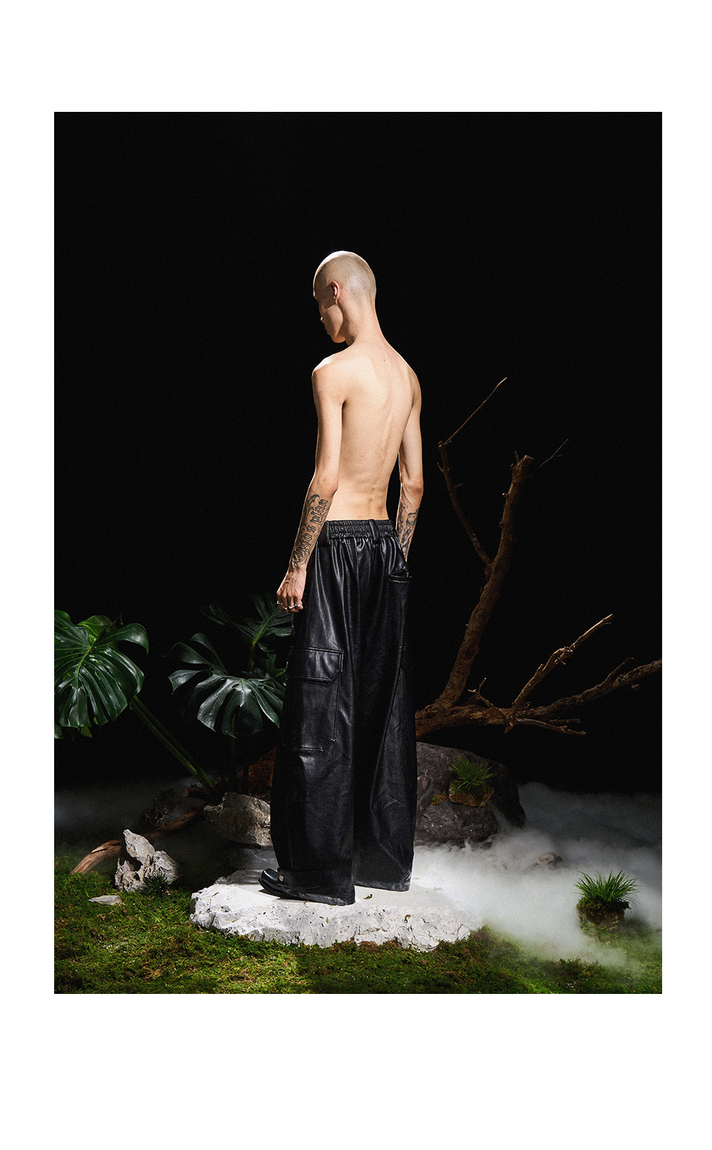 Pleated Tapered Leather Pants