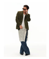 Men's Moss Green Cashmere Leather Blazer