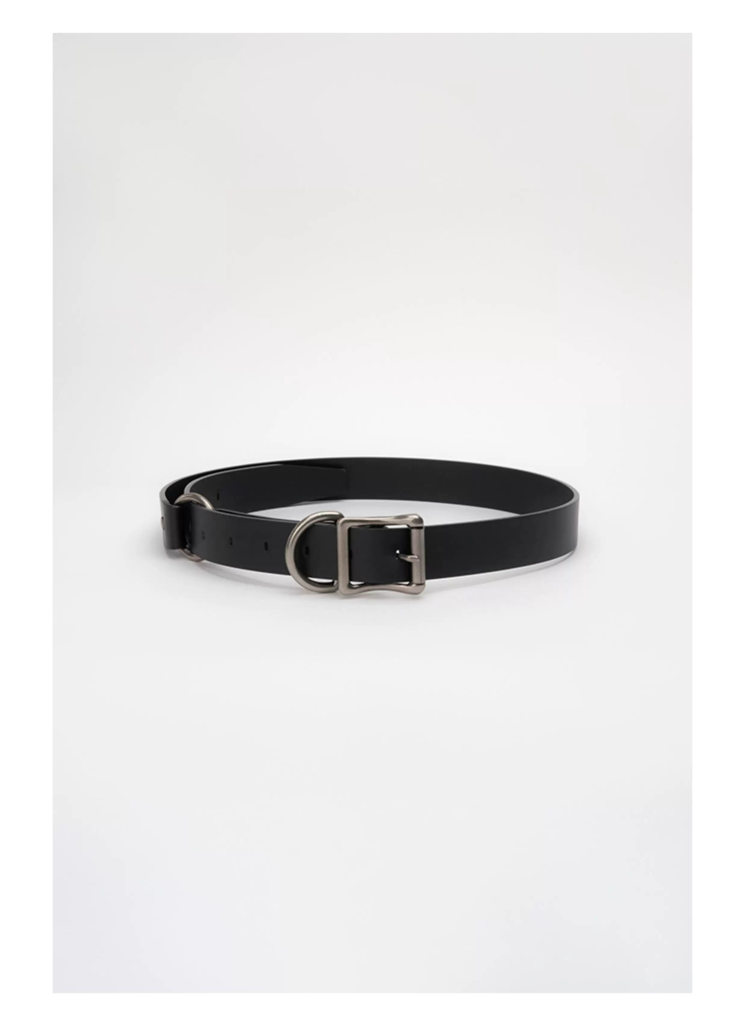 Black Vintage Silver Buckle Leather Belt
