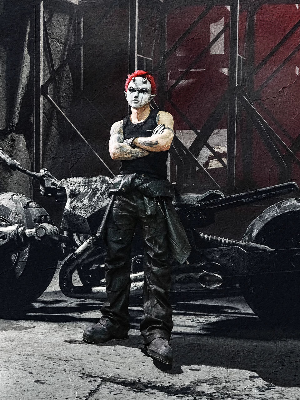 Nightfang Black Waxed Flared Jeans