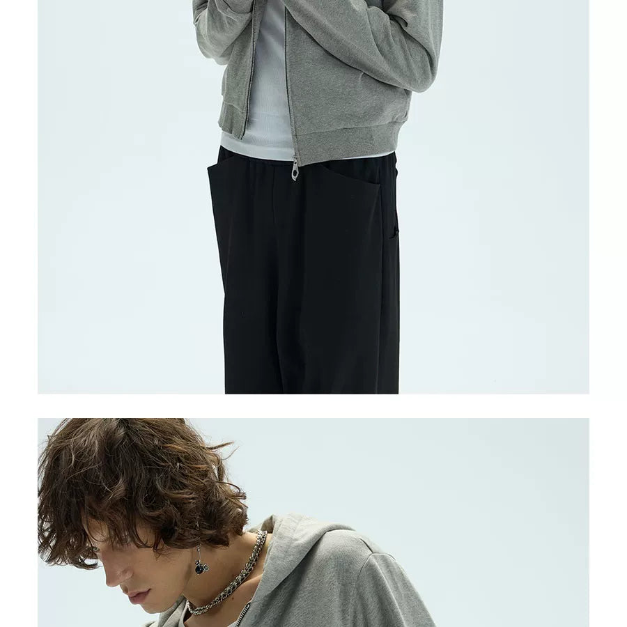 Two-Tone Cotton Embroidered Crop Zip Hoodie
