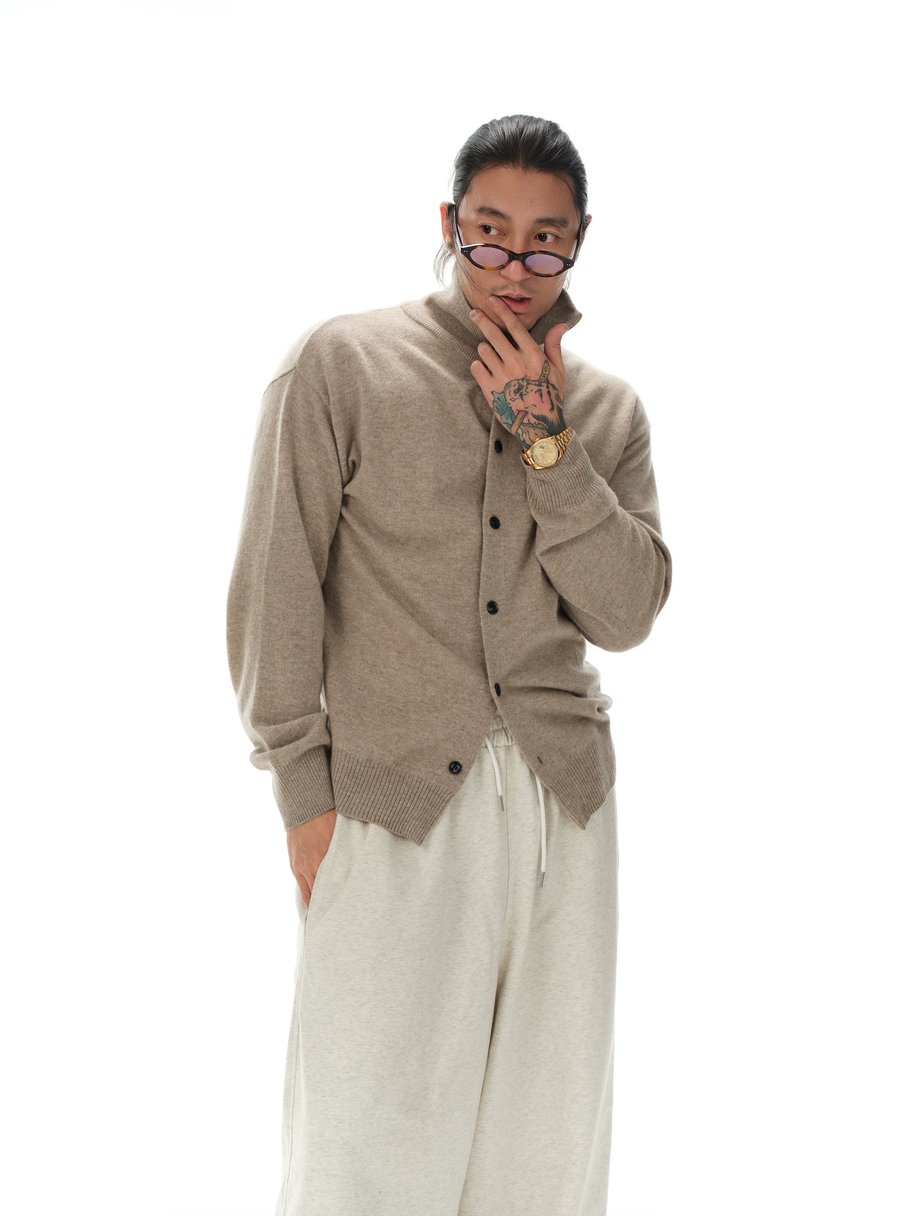 Turtleneck Merino Wool Cashmere Cardigan