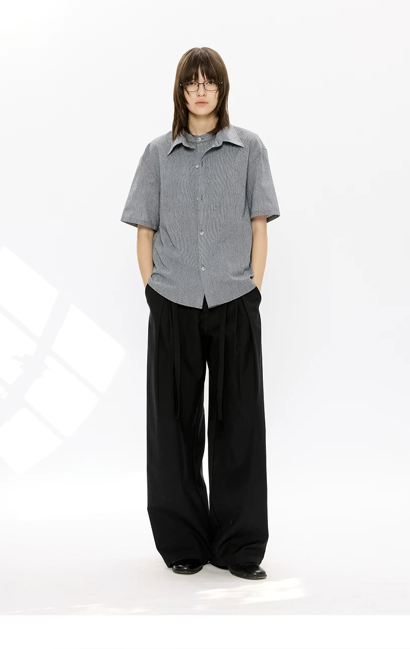 Men's Double-layered Short-sleeved Plaid Linen Shirt