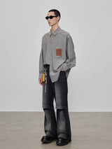 Relaxed Fit Leather Patch Pocket Shirt