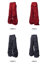 Three-Color Ring-Cut Cargo Pants