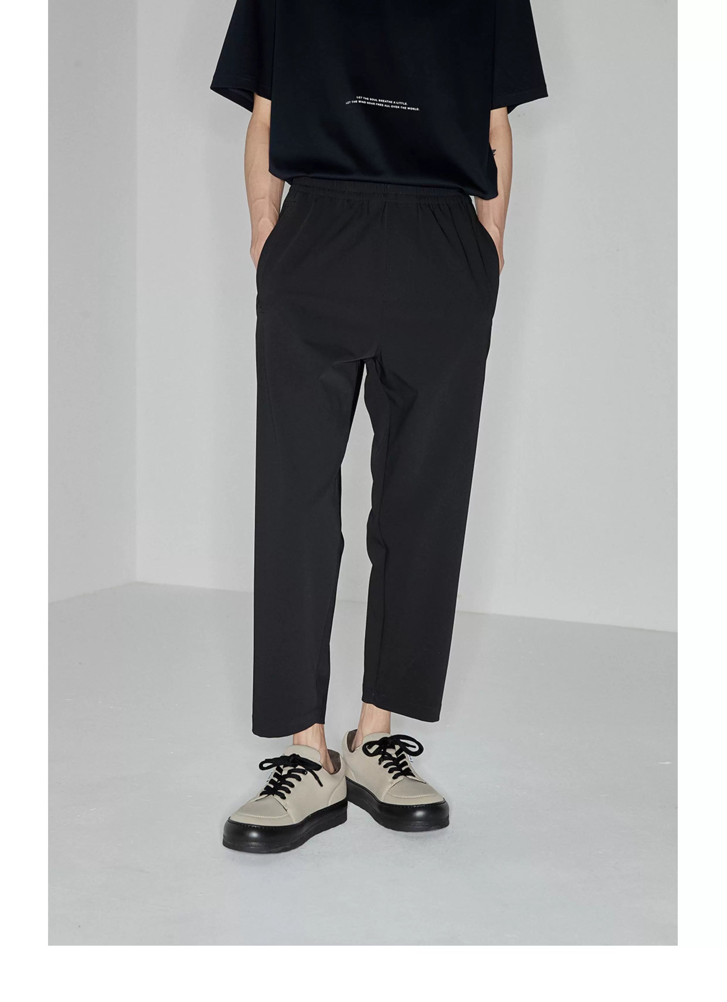 Drapey Stretchy Elastic Waist Cropped Pants