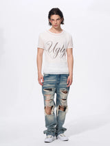 White Men's Twofer Letter Print Tee