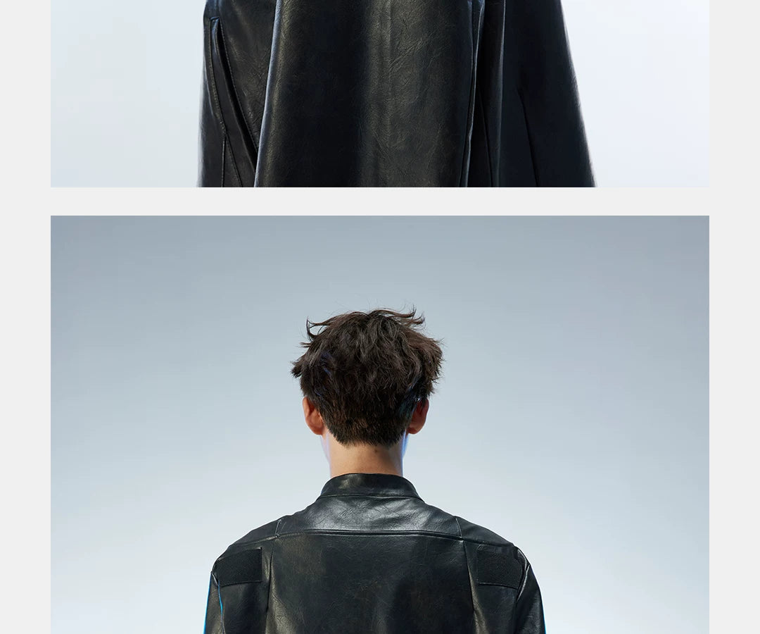 Men's Distressed Cropped Leather Moto Jacket