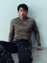 Wrinkled Slim Fit Long Sleeve Top