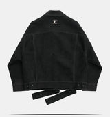 Oversized Raglan Suede Ribbon Jacket