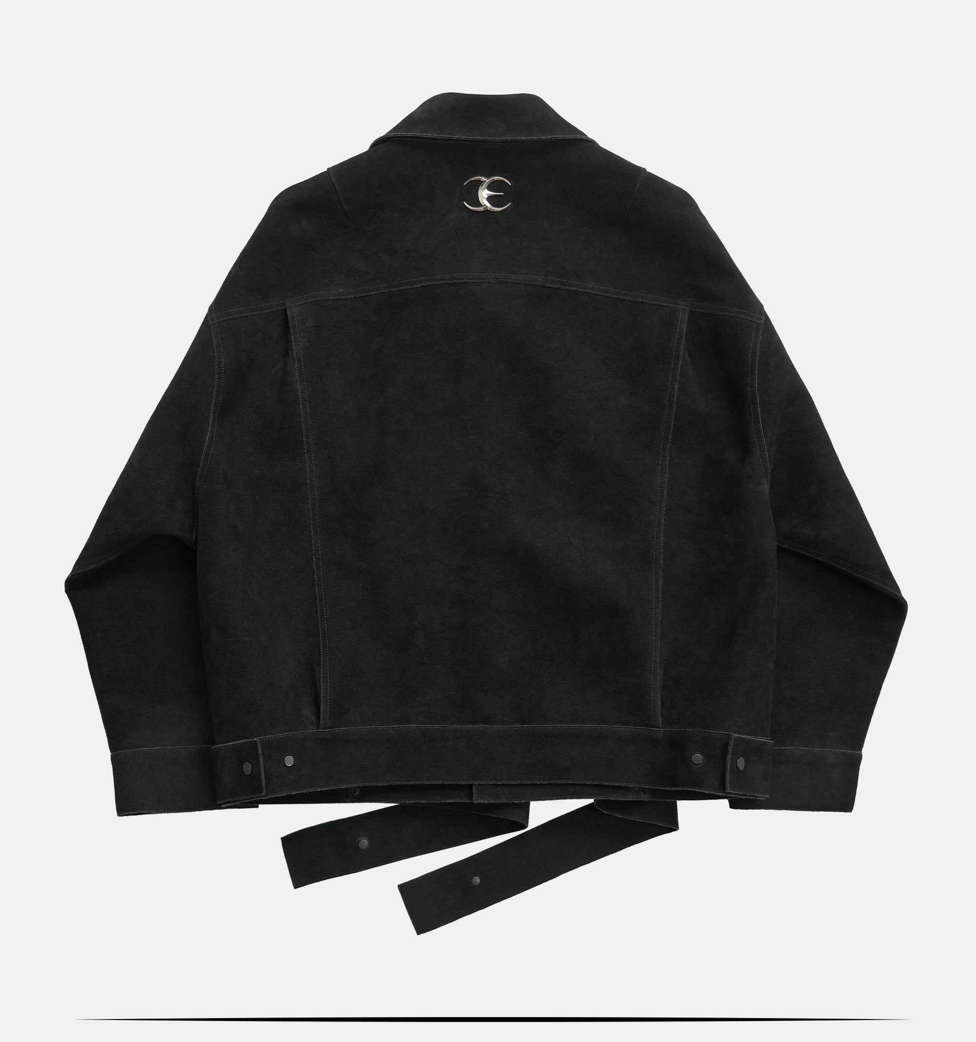 Oversized Raglan Suede Ribbon Jacket