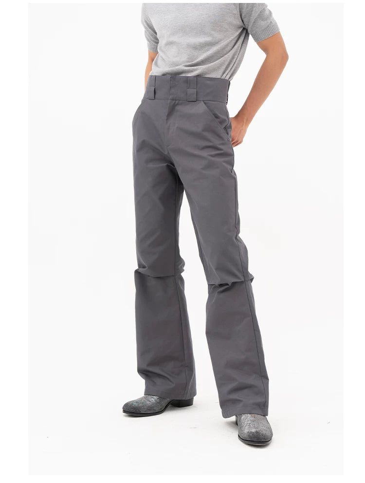 Men's Double Buckle Pleated Casual Pants