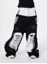 Men's Ripped Double Waist Jeans
