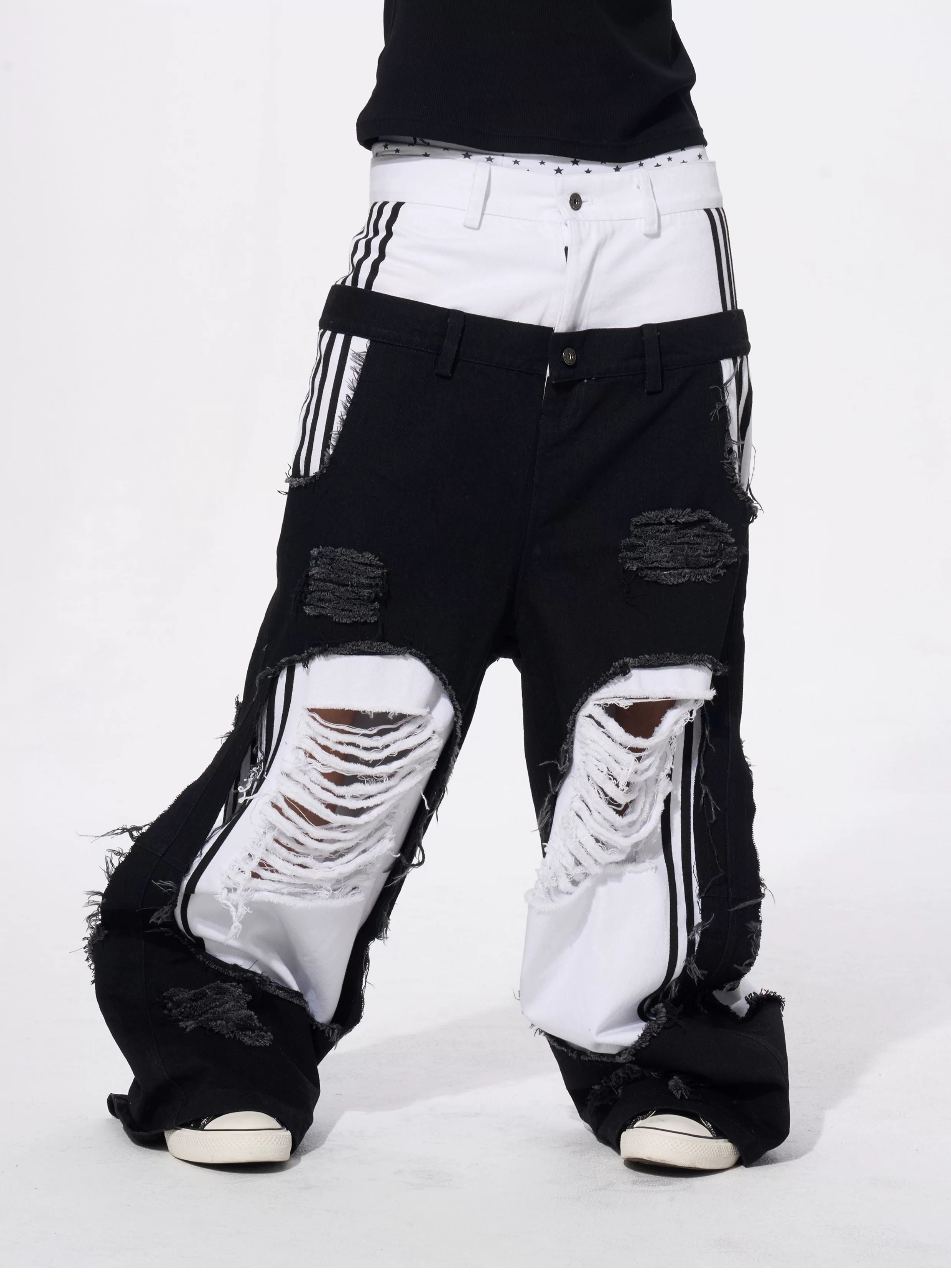 Men's Ripped Double Waist Jeans