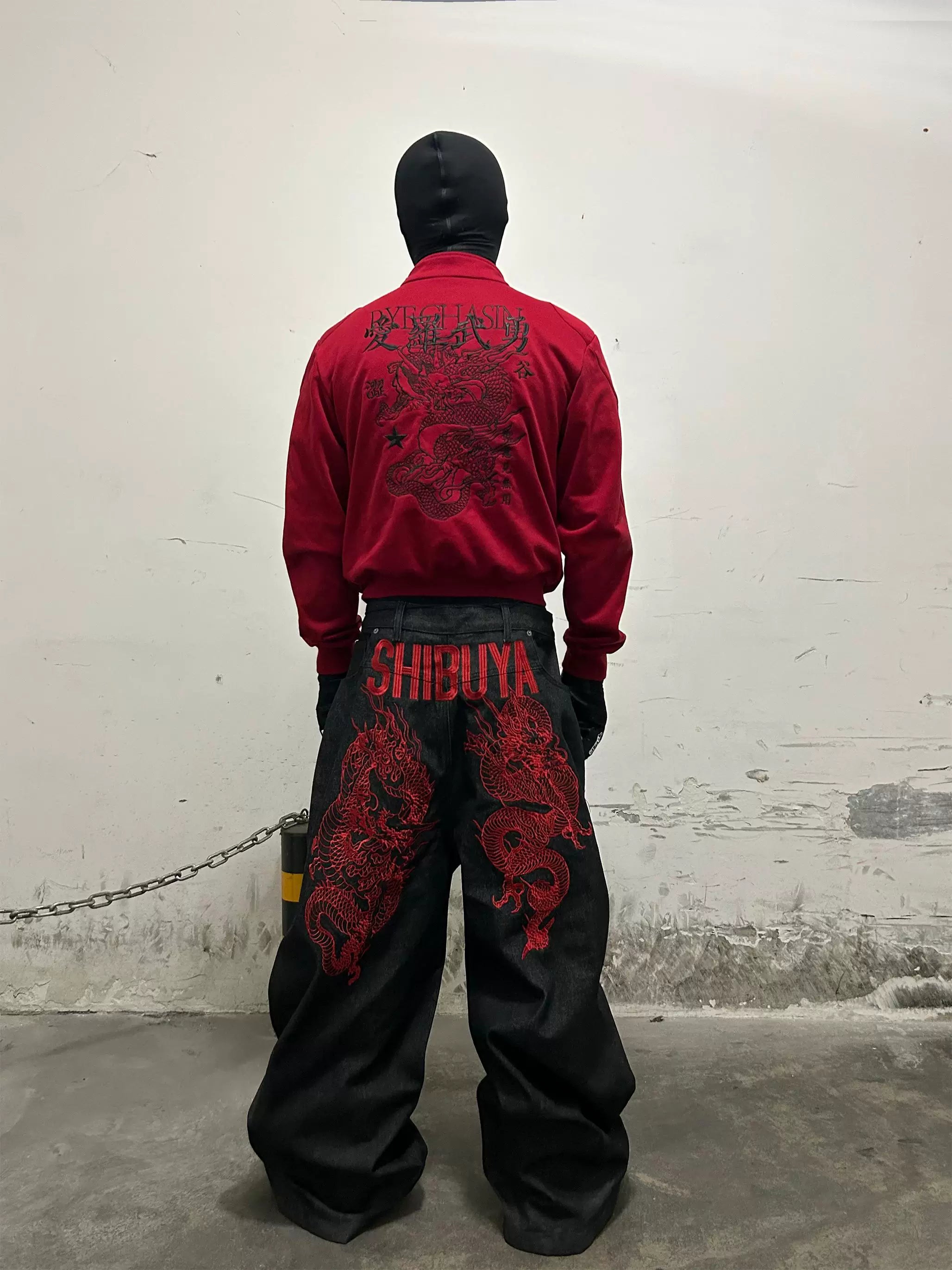 Reversible Dragon Embroidery Denim Jeans