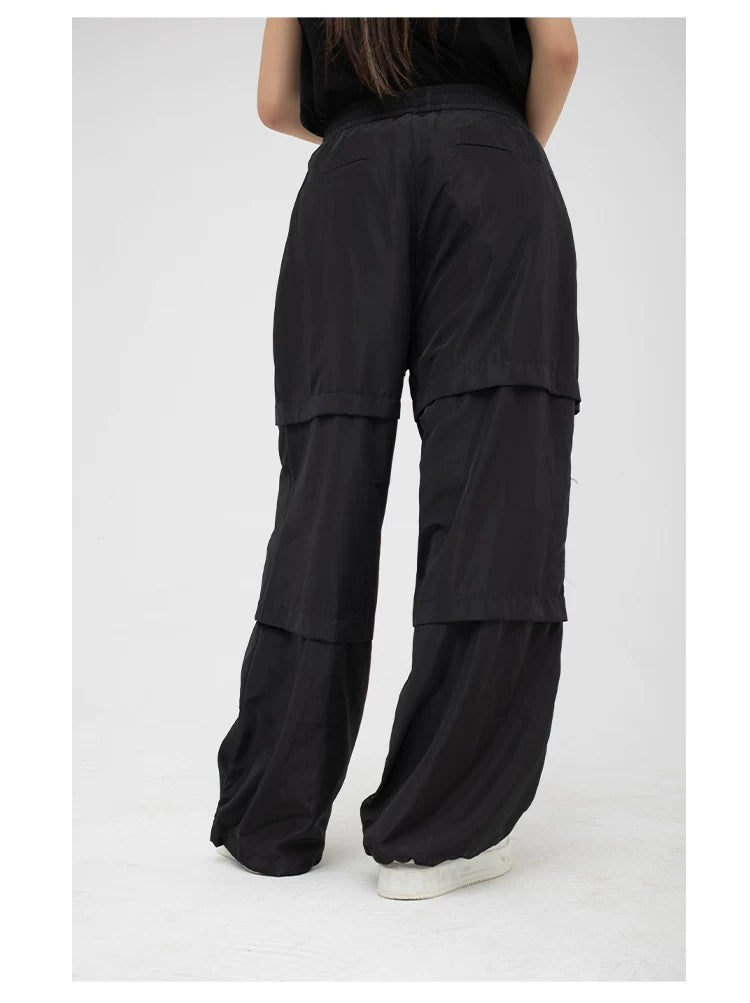 Unisex Patchwork Athletic Drawstring Waist Pants