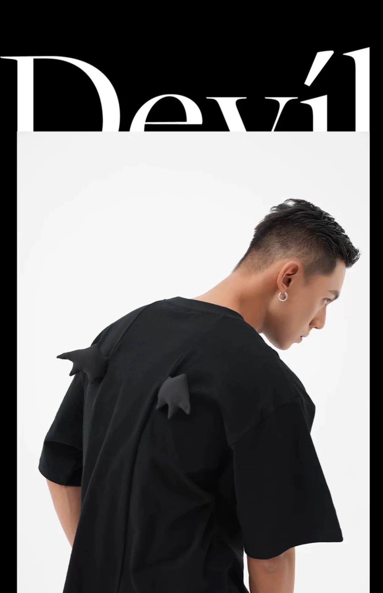 Black Sequin Devil Wing Tee