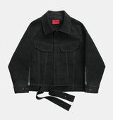 Oversized Raglan Suede Ribbon Jacket