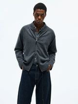 Merino Wool Cashmere Zip Crew Cardigan