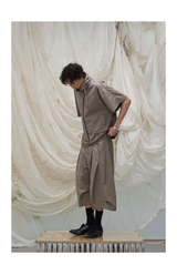 Pleated Draped Cropped Dress Pants
