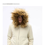 Men's Vintage Detachable Fur Hooded Jacket