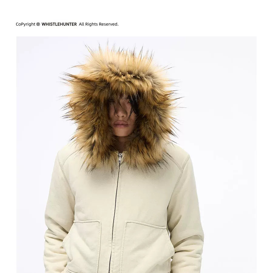 Men's Vintage Detachable Fur Hooded Jacket