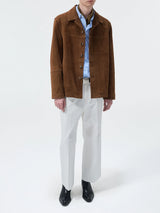 Cupro Lined Suede Leather Lapel Jacket