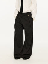 Men's Striped Pleated Straight Wool Pants
