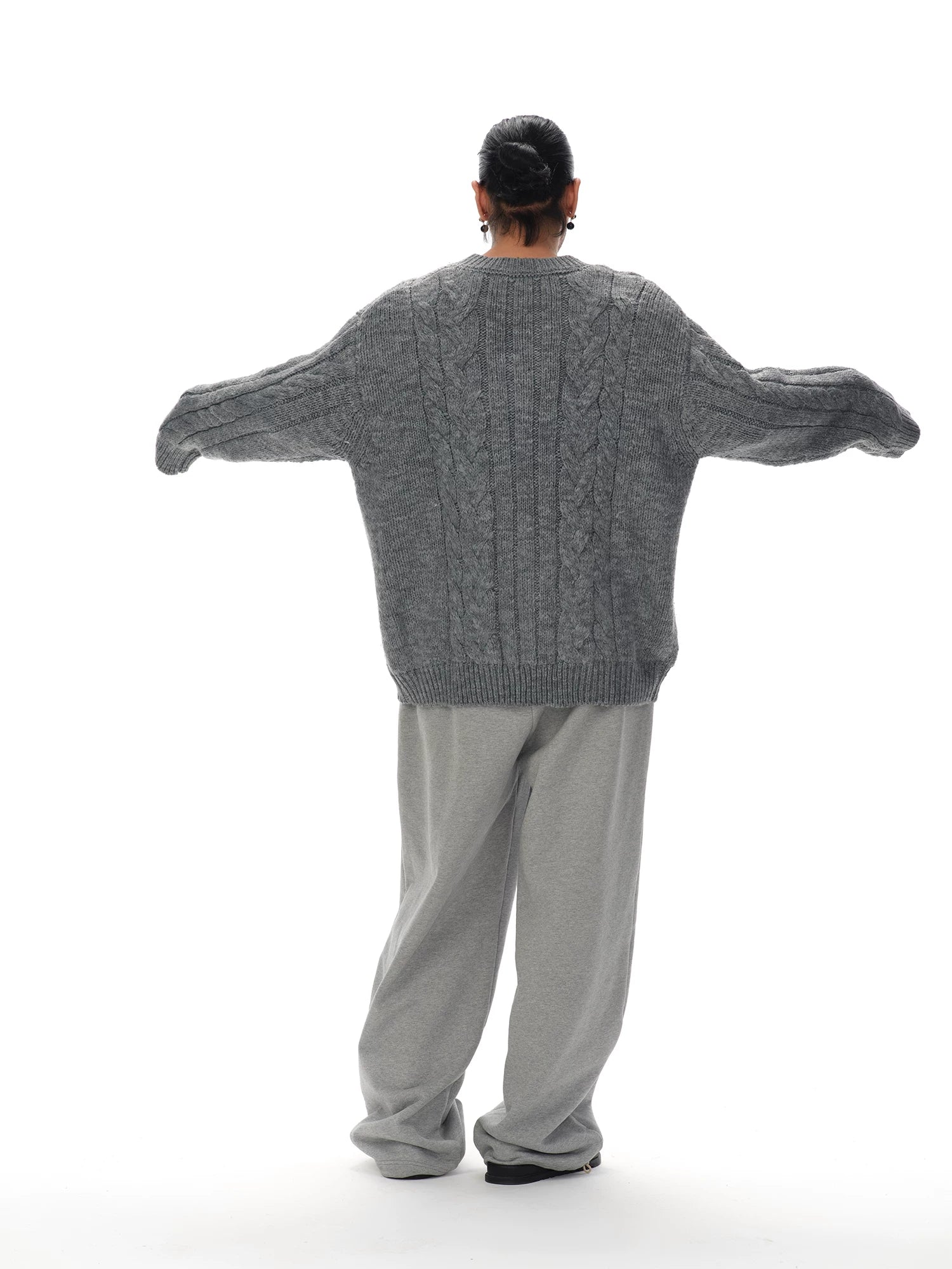 Men's V-neck Twist Wool Blend Sweater