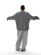 Men's V-neck Twist Wool Blend Sweater